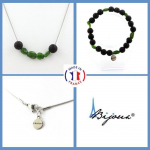 Pierres et Min&eacute;raux. Parure bijoux Bracelet Collier Perles Diopside du Br&eacute;sil + Lave 8 mm. Taille personnalisable.