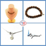 Pierres et Min&eacute;raux. Parure bijoux Bracelet Collier 10 Perles Bois 8 mm. Chaine en acier Taille personnalisable.