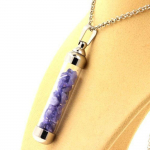 Pierres et Min&eacute;raux. Collier Tanzanite brut. Mod&egrave;le tube 50 mm.