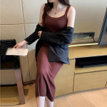 Laia &otilde;lgade rippuv kleit naiste suvine uus p&otilde;lvvestiga pikk kleit &otilde;huke ja &otilde;huke moodne mitmek&uuml;lgne S