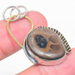 Mud Crack Fossil Two Tone 925 Sterling Silver Gift Pendant 1.73 t9m05
