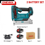 ONEVAN F30G Elektriline naelap&uuml;stol Naeltrell Klammerdaja Raamimisp&uuml;stol Tacker M&ouml;&ouml;bliklammerdaja Puidut&ouml;&ouml;riist Makita 18V aku jaoks 2xBattery-EU PLug