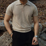 Meeste trendikas slim fit Korea polos&auml;rk, l&uuml;hikeste varrukatega, suve 2025 v&auml;ljaanne Medium