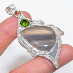 Fluorite, Peridot Handmade 925 Sterling Silver Jewelry Pendant 2.88 p2o79