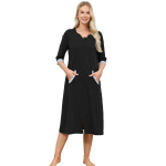 Naiste hommikumantlid Puuvillased L&uuml;hikeste varrukatega Lukuga Taskutega Pikk Hommikumantel Magamiseks Vabaaja Suvine Koduriietus XXL