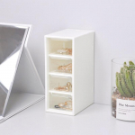 Lauaarvuti kosmeetikatoodete hoiukarp, 4 sahtlit, mahutikarp V&auml;ike organiseerimiskarp 15.7x6.5x9.7cm