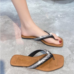 Naiste varvaste vahega lamedad pl&auml;tud Naiste kristallidega luksuslikud varbavahepl&auml;tud Sandaalid 2024 Suvine mood Kleit Rand Vabaaja v&auml;listingimustes Slaidid Zapatillas 36 must