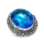 Swiss Blue Topaz Handmade 925 Sterling Silver Jewelry Ring Size 10 a4y29
