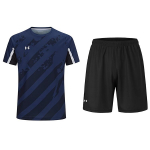 Under Armour Vabaajajooksuks Triibuline Pullover L&uuml;hikeste Varrukatega Mugav Jersy Elastse V&auml;rvliga L&uuml;hikesed P&uuml;ksid Spordikomplekt 24500504-408+23500203-001 S