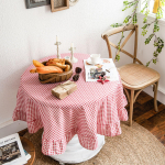 Lauakate Etniline Stiil Punane Ruuduline Tr&uuml;kk &Uuml;mmargune Volang Leheserv Atmosf&auml;&auml;r S&ouml;&ouml;gilaud Elutuba round 150CM