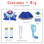 Anime KonoSuba Jumala &otilde;nnistus sellel imelisel maailmal Aqua Sinine Kleit &Uuml;htne Komplekt Anime Kohandatav Aqua Cosplay Kost&uuml;&uuml;mid Parukas S sinine/ts&uuml;aan
