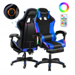 M&auml;nguritool Bluetooth-&uuml;hilduvate k&otilde;larite ja RGB LED-valgustusega. Ergonoomiline massaažiga arvutitool, reguleeritava k&otilde;rgusega. must sinine v&auml;rv
