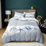 Ookeani 3D Merenduse Ranniku Prinditud Voodikomplekt Tekikott Padjap&uuml;&uuml;r Voodipesukomplekt Voodilina Tekikate T&auml;is Suurus Queen Suurus King Suurus 70x133cm 2pcs gray