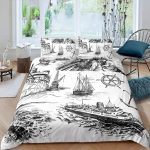 Mereline Purjekas Kuningas Kuninganna Tekikott Rannikuala Purjekas Voodipesukomplekt Mere Seiklus Tekikott Pol&uuml;ester Tepitud Kate 70x133cm 2pcs