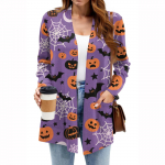 Naiste kerged kampsunid avatud esiosaga, pikkade varrukatega, vaba l&otilde;ikega, &otilde;hukesed kampsunid taskutega S lilla