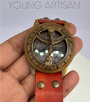 P&auml;ikesekell K&auml;ekell Messingist Kompass & Nahkrihmad Merenduss&otilde;bralik Steampunk K&auml;sit&ouml;&ouml; M aero