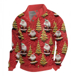Meeste j&otilde;ulupuuvillane pikkade varrukatega pullover v&auml;lis&auml;rk vintage n&ouml;&ouml;pkinnisega p&uuml;stkraega korduroys&auml;rk vabaaja pusa j&otilde;ulutr&uuml;kiga topp L punane