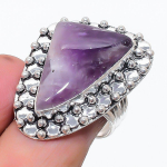 Natural Chevron Amethyst Gemstone 925 Sterling Silver Jewelry Ring Size 8 k2l67