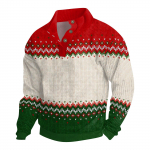 Meeste j&otilde;ulupuuvillane pikkade varrukatega pullover v&auml;lis&auml;rk vintage n&ouml;&ouml;pkinnisega p&uuml;stkraega korduroys&auml;rk vabaaja pusa j&otilde;ulutr&uuml;kiga topp L punane