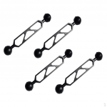 4 Pieces Black Aluminum Alloy 6 inch Long Dual 1 Ball Arm Extension - Underwater Photography