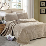 Sametist tikitud voodikate komplekt 3-osaline pl&uuml;&uuml;sist kattekate 2 padjapuuriga Kuninglik Queen suurus Pehme tepitud tekk Kodu sisustus Tekk 224x234cm 3pcs set pruun