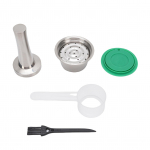 Korduvkasutatav roostevabast terasest kohvikapsel, kohvi tampimislusikas, pintsel, kohvimasina tarvikud