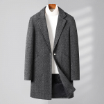 S&uuml;gis- ja talvine keskmine ja pikk villane trent&scaron;mantel Keskealistele ja noortele ettev&otilde;tetele polsterdatud vabaaja soe jope 195 hall v&auml;rv