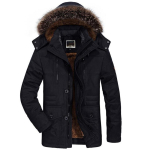 Talvejope Meeste Pluss Suurus Puuvillapolsterdatud Soe Parka Mantel Vabaaja Kapuutsiga Fliisist Pikk Meeste Jakk Tuulejakk 2XL must