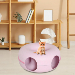 2 in 1 Cat Tunnel Bed Donut Cave Hideaway Pet Circle Hideout for Indoor Cats