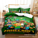 Ebey Minecraft Kolmeosaline Liivakastim&auml;ng Digitr&uuml;kiga Komplekt 1,5M Voodipesu Tekikott AU Single 140x210cm black