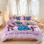 3 tk K-Pop Deemonik&uuml;tid Tr&uuml;kitud Kiibita Voodipesukomplekt Pehme ja Mugav &Uuml;hiselamu Magamistuba Mitu Suurust Masinpestav 135x200cm-EU-Single&set