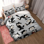 Moodne multikas Felixi kassi voodipesukomplekt Moodne 3D-tr&uuml;kk Kodukaunistus Poiss T&uuml;druk Kuningas Suuruses Voodipesukomplekt Tekikott Padjap&uuml;&uuml;r EU single(135x200cm)