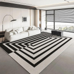 Geomeetrilised dekoratiivvaibad elutuppa Must Valge Kerge luksusvaibad Magamistoa kaunistus Libisemisvastane matt Suure pindalaga vaip tapis salon 200x200cm 78x78in
