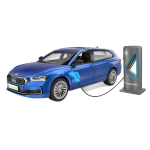 Simulatsioonivalatud 1/35 Skoda Superb EV Automa Mudel Heli ja Valgusega Laste Poisi Metallist M&auml;nguasi S&otilde;iduk Kingitus Kogu Miniatuurne Auto sinine