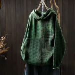 Johnature Naiste Vintage Prindiga Lilleline Kapuutsiga Kampsunid Kootud Pikkade Varrukatega Kevadine Lapitehnika Naiste Pulloverid One Size roheline