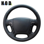 DIY Must Nahast K&auml;sitsi &Otilde;mmeldud Auto Roolikate Hyundai Santa Fe 2007 - 2012 Autotarvikud White Thread gray