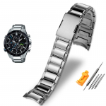 &Uuml;ks tahke kumer otsaga terasest kellarihm Casio EDIFICE seeria rihma jaoks EQB-501 EQB-800 Kaarjas suu T&auml;ppisterasest kellakett Meestele 22mmMN 22mm h&otilde;be