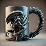 Uus 1 tk Uus Xenomorph Kruus 3D Tasane Soojus&uuml;lekande Tulnukas Kohvitass Kodu ja Kontori jaoks 401-500ml