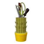 Yousheng Cactus Knife Block Bamboo Storage Rack Compact Slim Profile Kitchen Knife Holder Cactus-Style Organizer Easy to Clean Stable Weighted Base 1pc beige