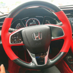 hand stitched black leather carbon fiber Car Steering Wheel Cover For Honda Civic 10 CR-V 2017- Clarity 2018- 4
