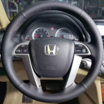 DIY Hand-stitched Leather car Steering Wheel Cover For Honda Accord 8 2008-2012 Crosstour 2012 Pilot 2009-2015 Odyssey 2 style 1