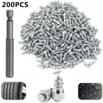 200Pcs 12 x 4mm Screw in Tire Studs Wheel Tyre Studs for Car Truck Motorcycle Bicycle Boot Tire Spikes