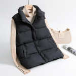 Naiste talvine soe puuvillane polsterdatud puhvis vestid varrukateta Parkas jope XXXL must