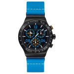 SWATCH I Uus Chrono Kvartsliigutus Unisex K&auml;ekell 43mm Must Tihvtiketas Roostevabast Terasest Korpus Kangast Rihm YVB100 Black Dial
