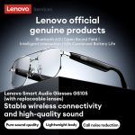 Originaal Lenovo GS105 4K Nutikad Juhtmevabad Prillid Bluetooth 6.0 AI P&auml;ikeseprillid HD Vabak&auml;ek&otilde;ned Muusika K&otilde;rvaklapid ENC M&uuml;ra Summutus Kahepoolne Mikrofon hall
