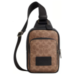 Coach Racer 13 Logo T&otilde;mblukuga Kaetud L&otilde;uend ja Sile Vasikanahast Crossbody Kott Mini Meeste crossbody kott Pruun CV763-QBNRX Basic Set (Bag+Dust Bag)