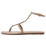 Zara PU avatud varbaosa vintage p&auml;rlitega lamedad sandaalid naiste sandaalid beež 2613510098 38