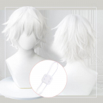 Anime Kaneki Ken Cosplay Parukad L&uuml;hikesed Valged Kohevad Parukad Silmalapp Kuumakindel S&uuml;nteetiline Juus Pidu Rollim&auml;ng