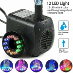 15w 800l/h purskkaevupump, tiigipump, purskkaevupump, aiapump, purskkaevupump 12 LED-iga