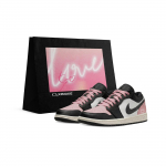 Jordan Air Jordan 1 Kulumiskindlad Madalad Rula Kingad Unisex Must Valge Roosa 553560-081(Team577-S-BOX) 36